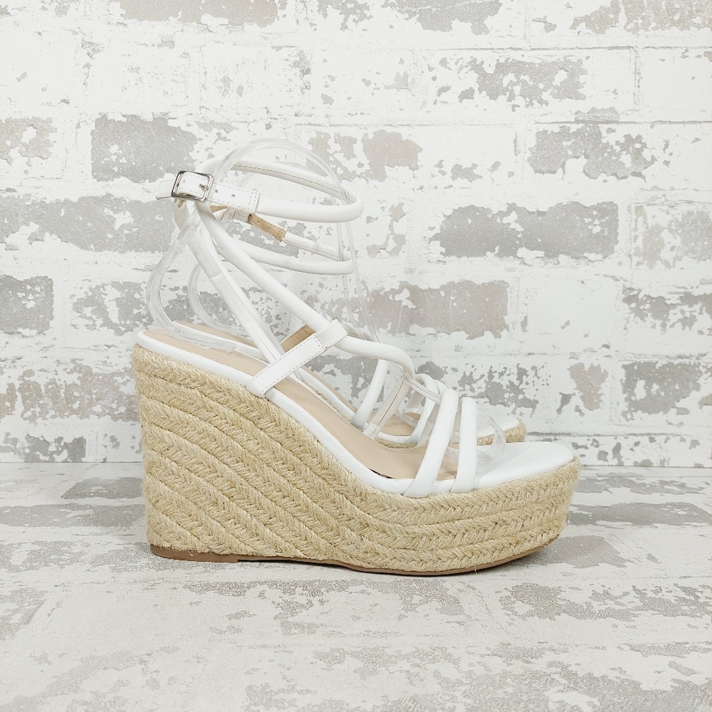 NEW BP White Cohan Espadrille Wedge Strappy Sandals V679 - Picture 6 of 13